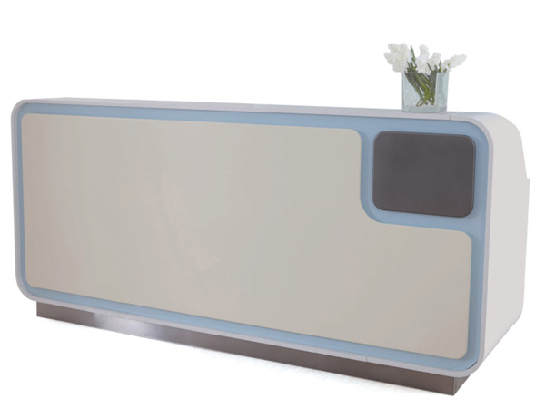 white and gold reception desk EKL-013